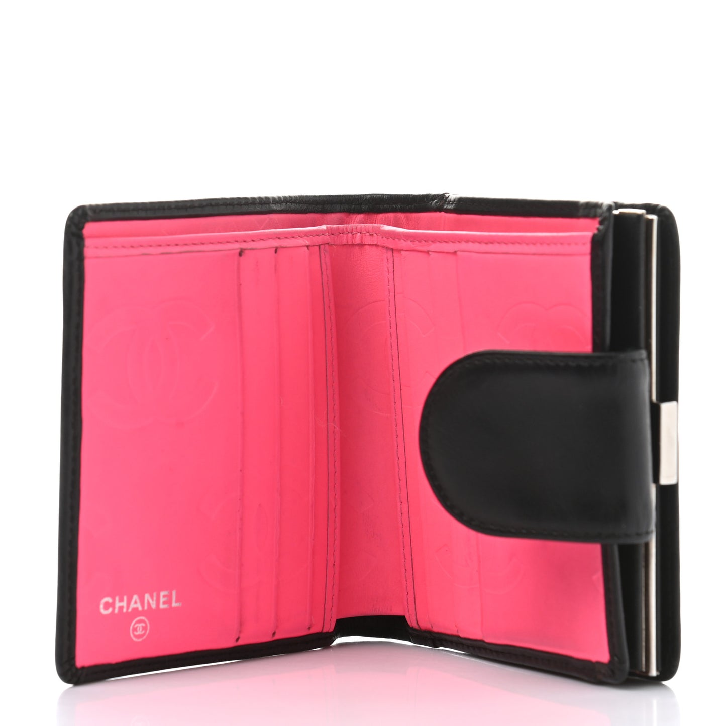Calfskin Quilted Cambon Bi-Fold Wallet Black White