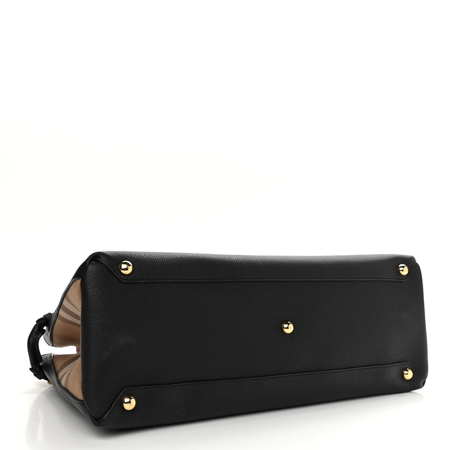Burberry Grainy Calfskin House Check Large Banner Tote Black 4 of 12