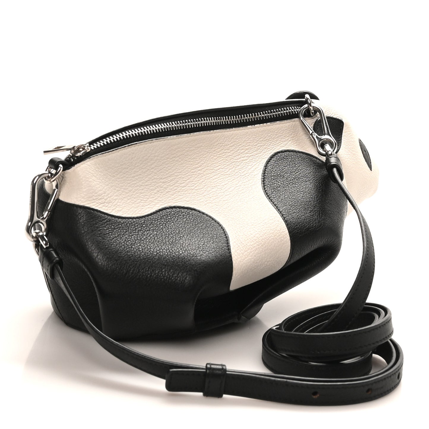 Calfskin Panda Crossbody Black White