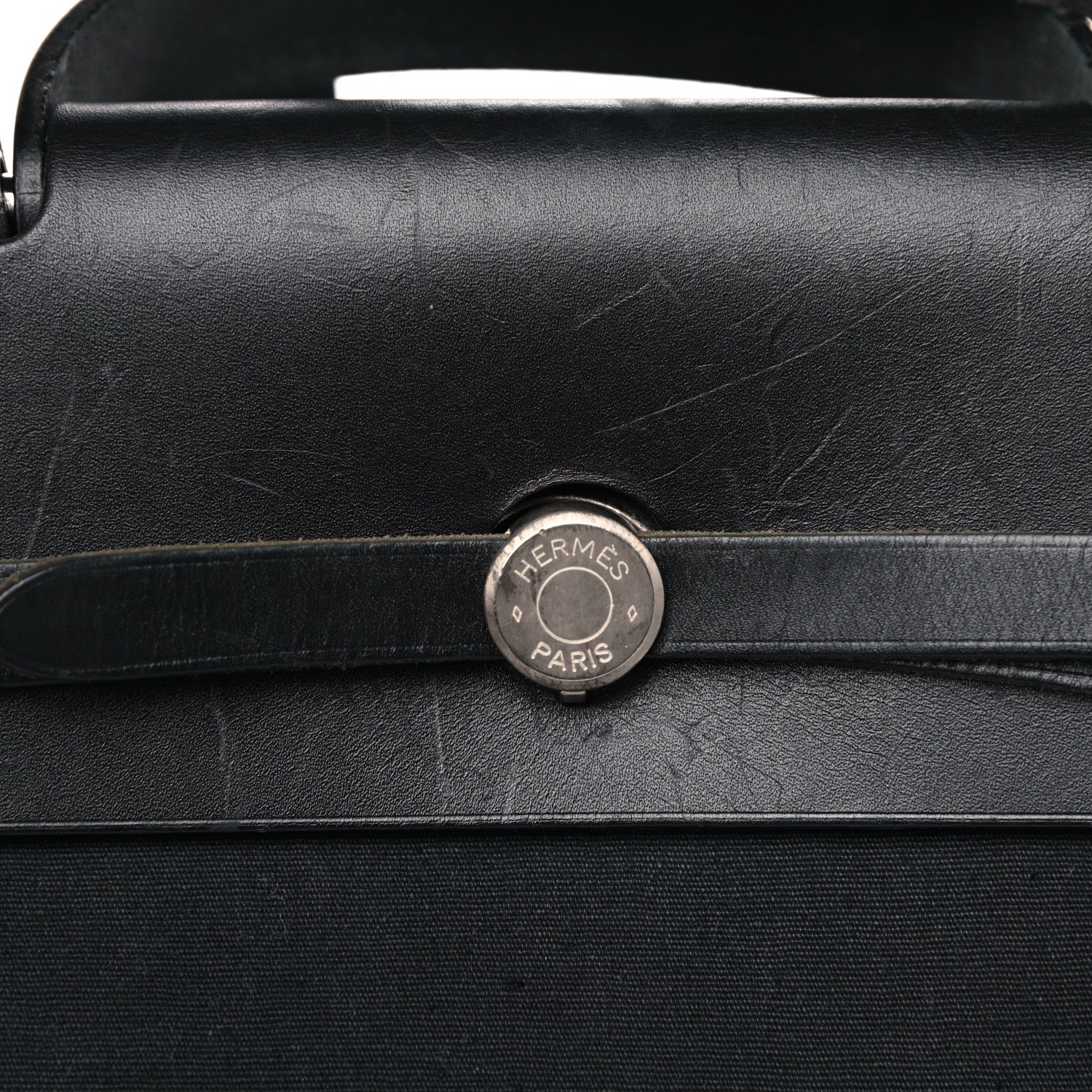 Hermes Toile Vache Calfskin Herbag 39 MM Black 6 of 19
