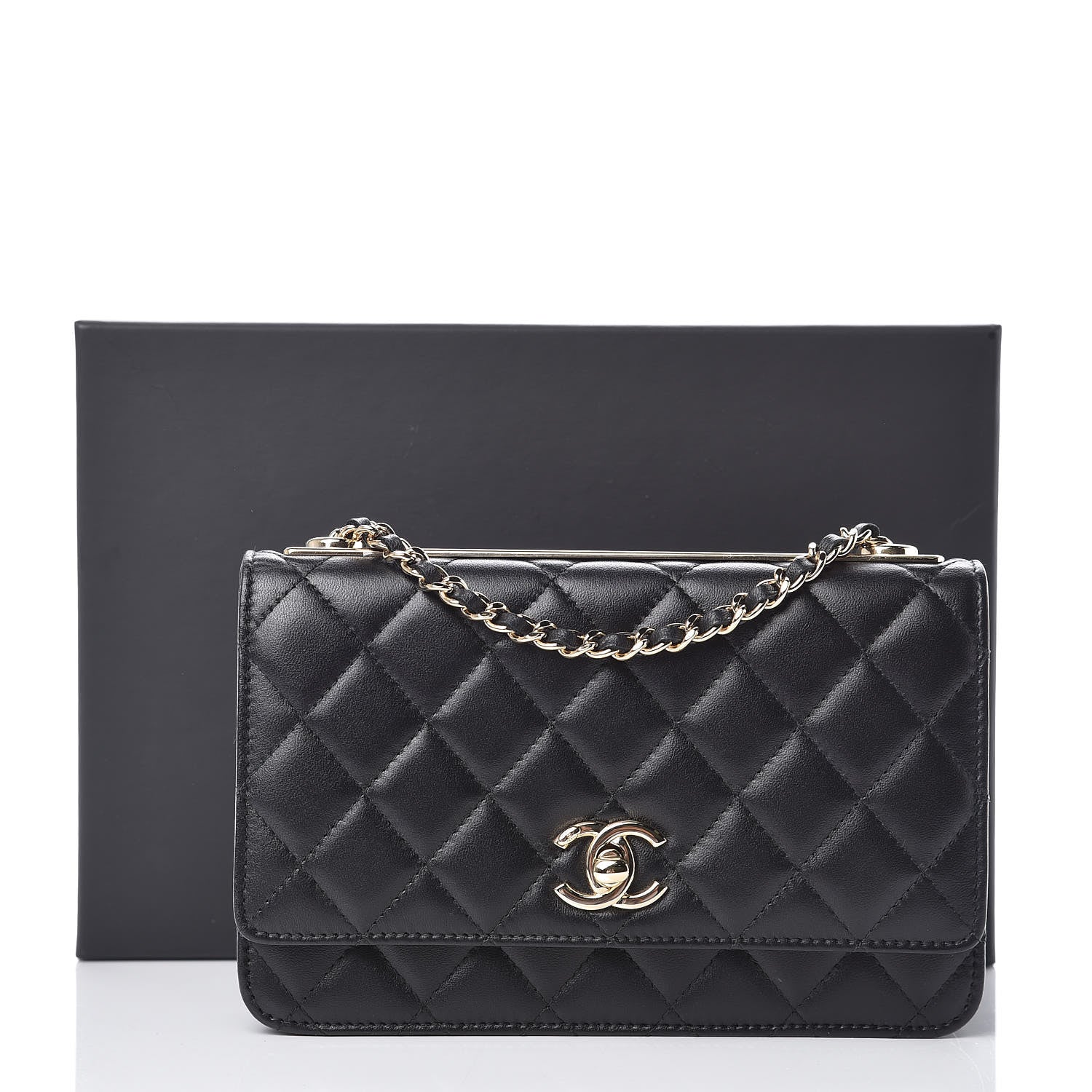 Chanel Lambskin Quilted Trendy CC Wallet On Chain WOC Black 12 of 12