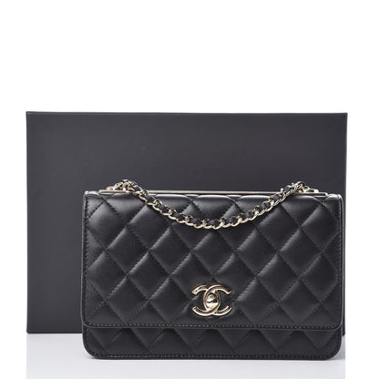 Chanel Lambskin Quilted Trendy CC Wallet On Chain WOC Black 12 of 12