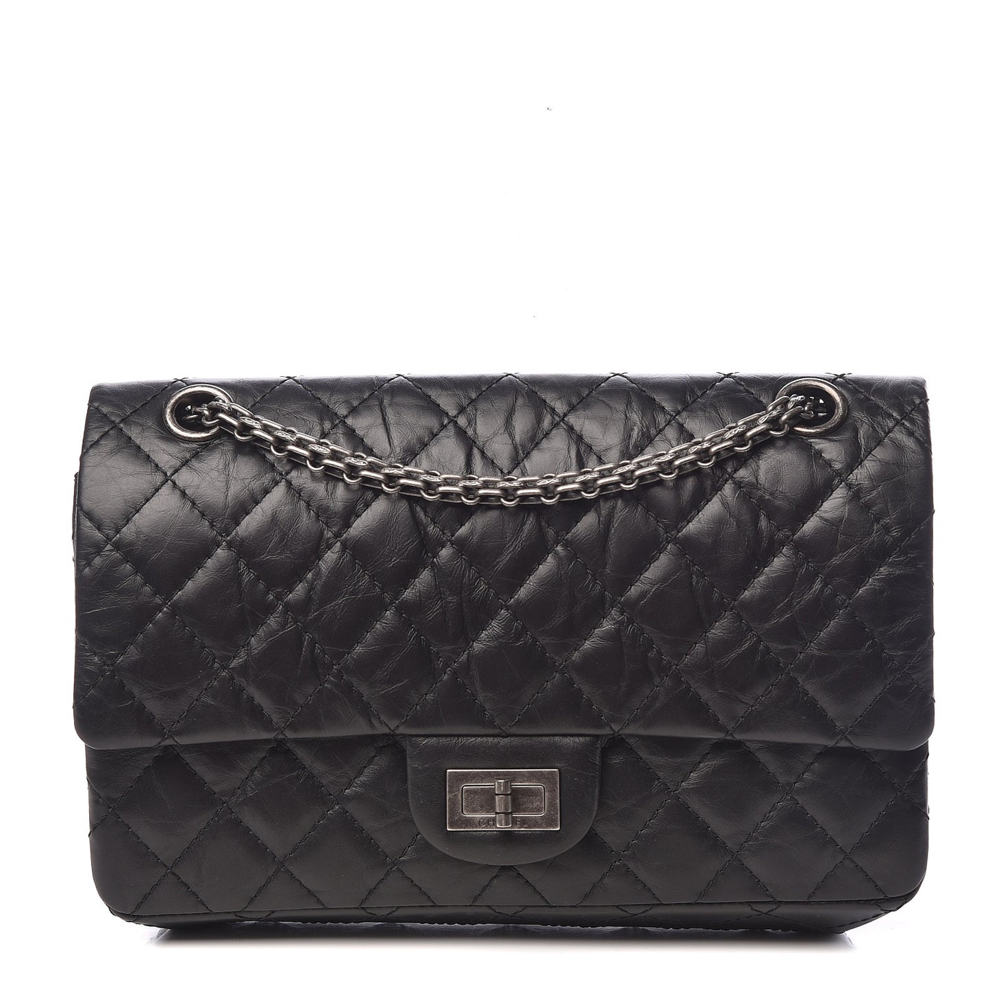 Aged Calfskin Quilted 2.55 Reissue 225 Flap Black
