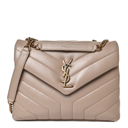 Saint Laurent Calfskin Y Quilted Monogram Small Loulou Chain Satchel Dark Beige 1 of 16