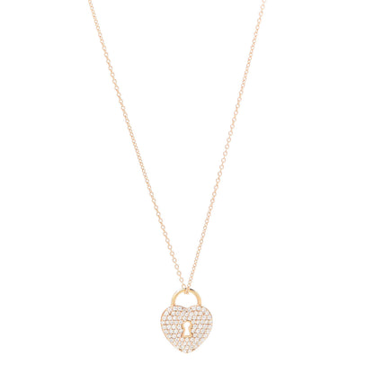 Tiffany 18K Rose Gold Diamond Heart Lock Pendant Necklace 1 of 6