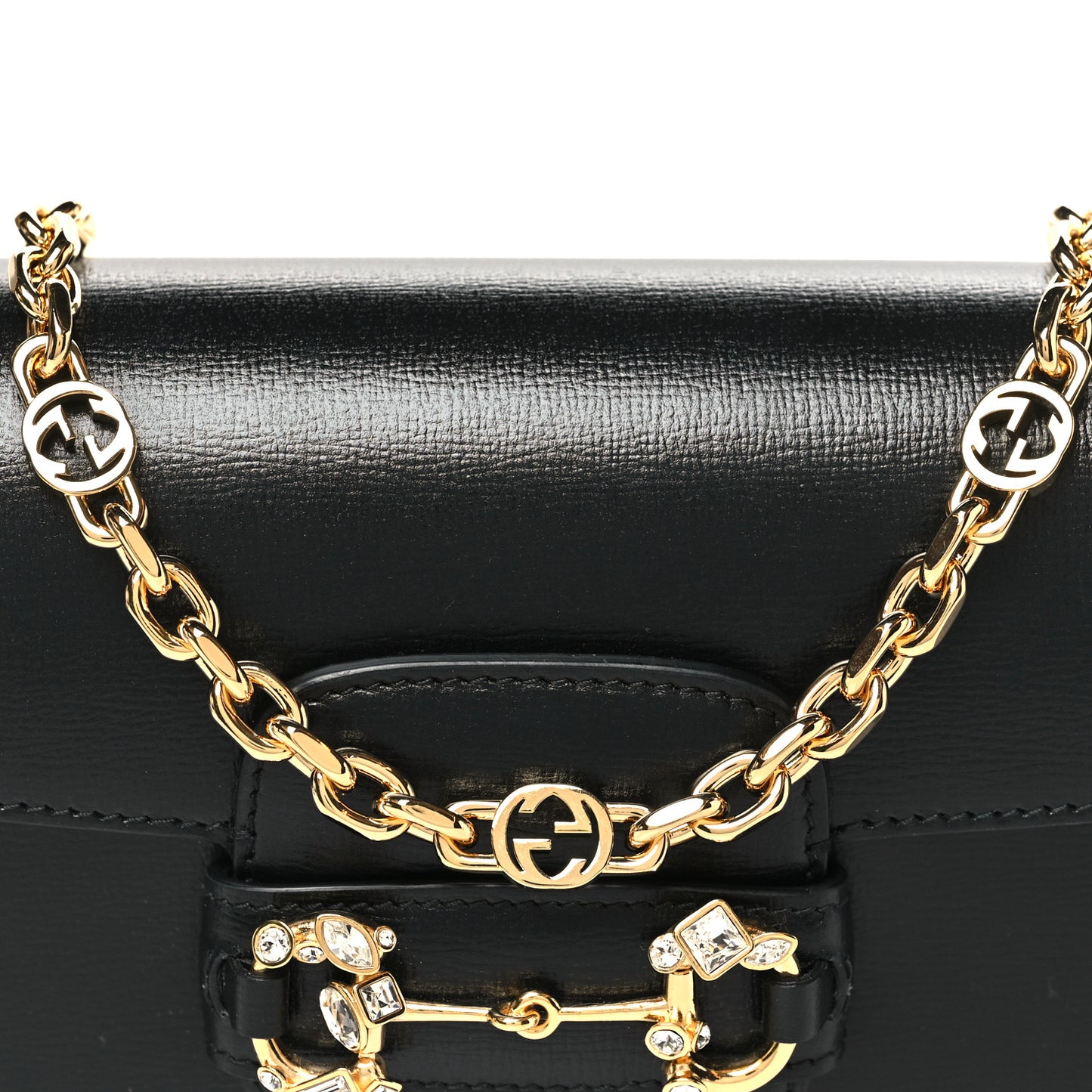 Azalea Calfskin Crystal Small Horsebit 1955 Bag Black