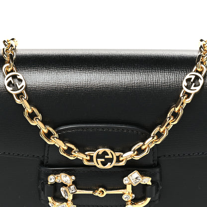 Gucci Azalea Calfskin Crystal Small Horsebit 1955 Bag Black 8 of 10