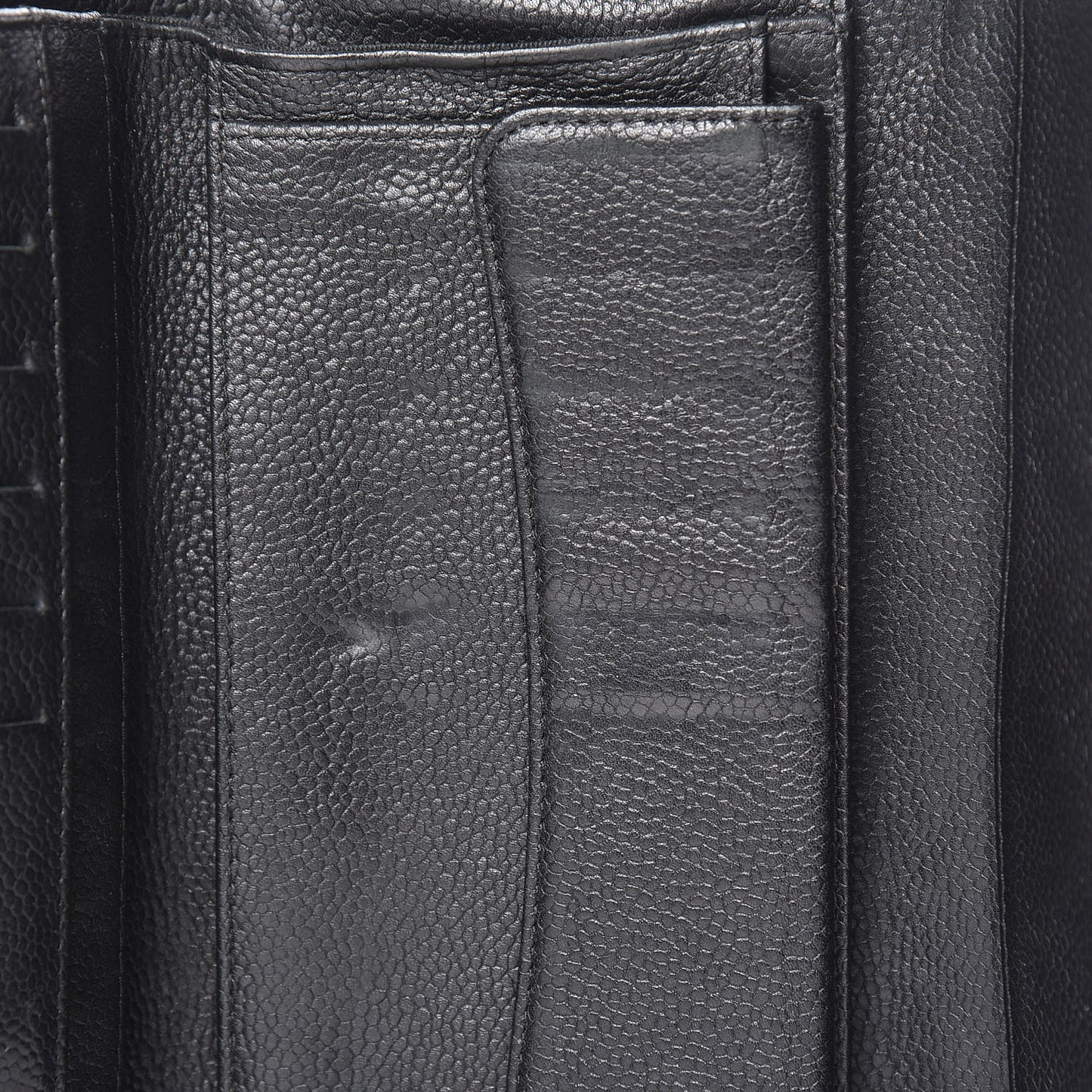 Caviar Quilted Large Gusset Flap Wallet Black