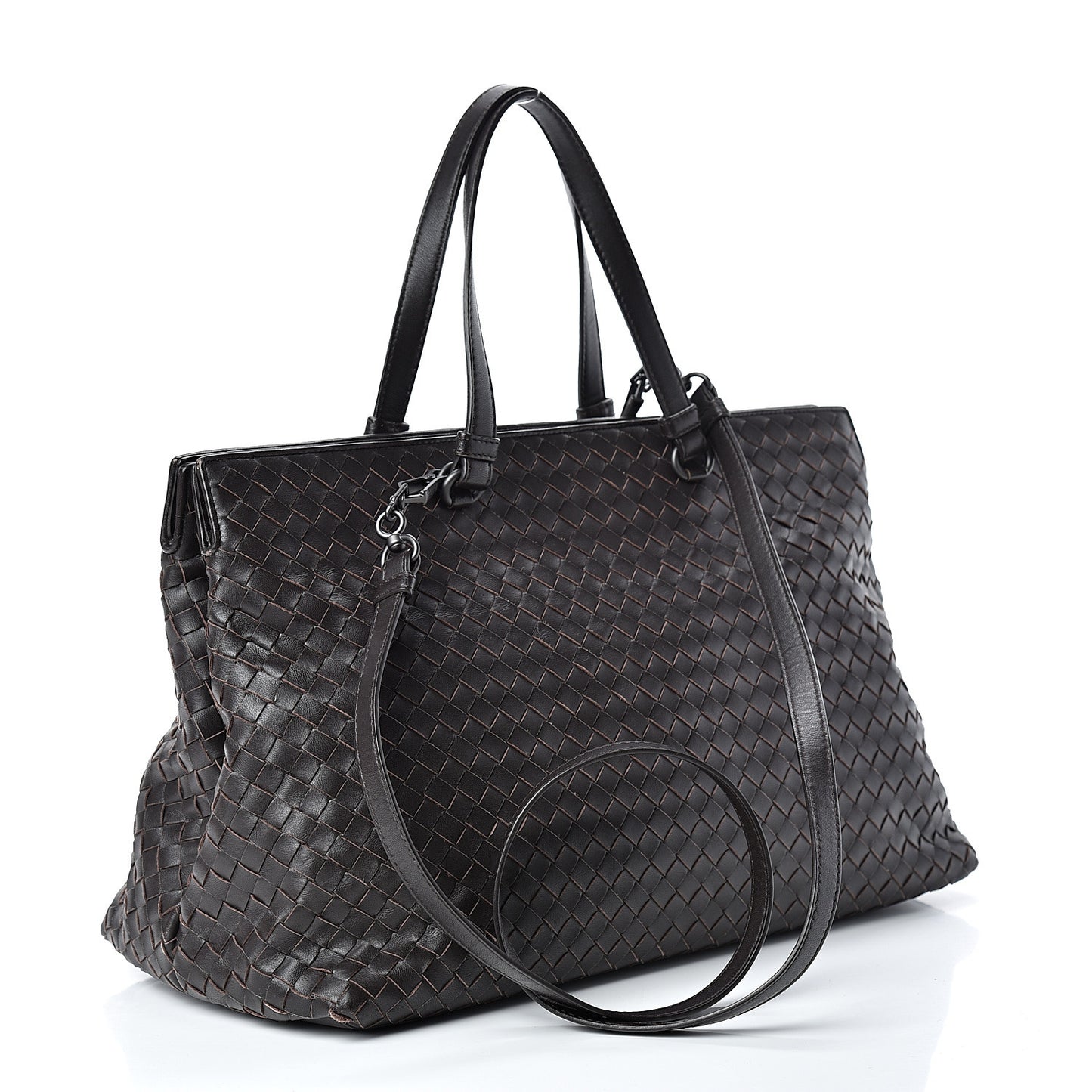 Nappa Intrecciato Large Top Handle Tote Ebano