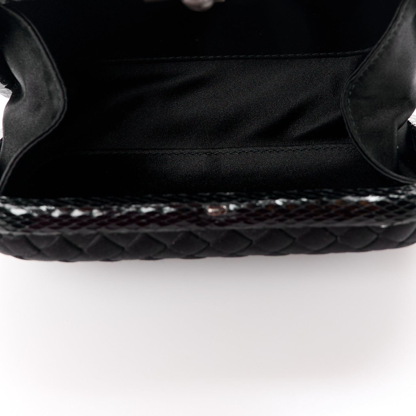Satin Intreccio Impero Ayers Knot Clutch Black