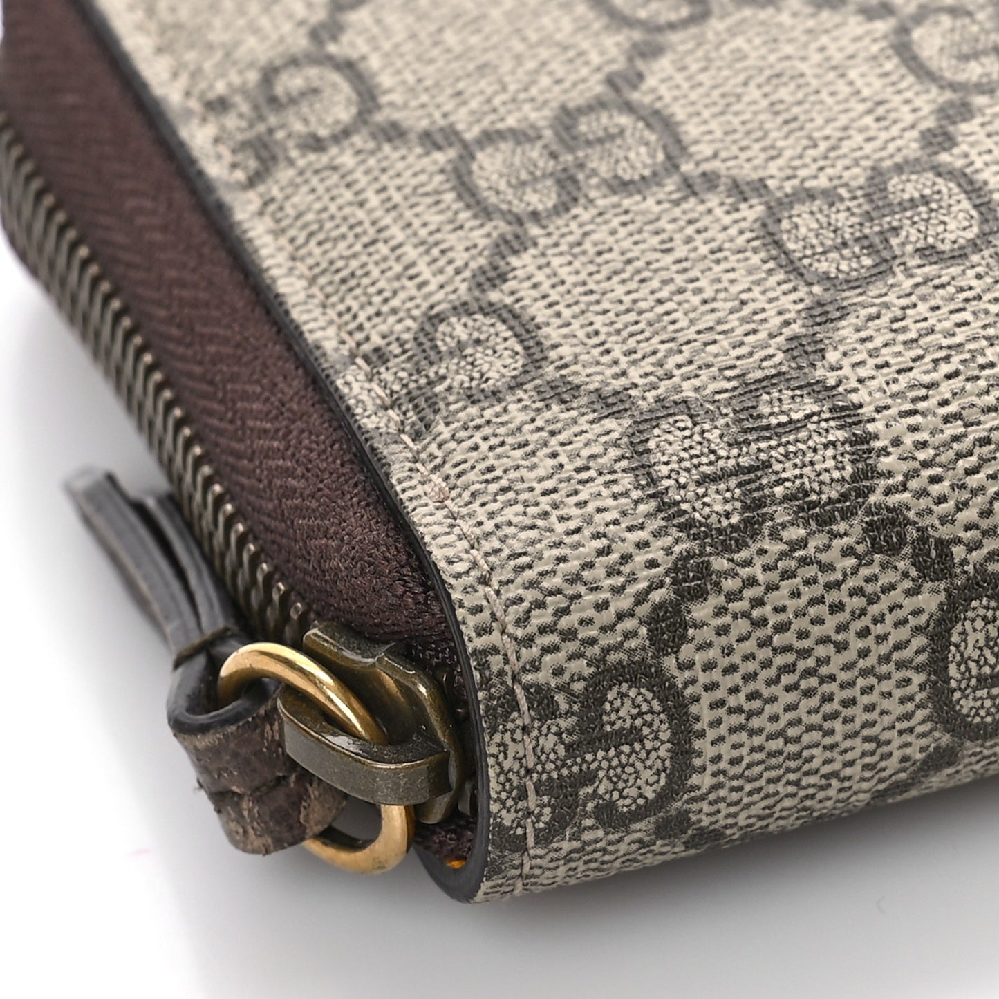 GG Supreme Monogram Neo Vintage Zip Around Wallet Beige Crop New Acero