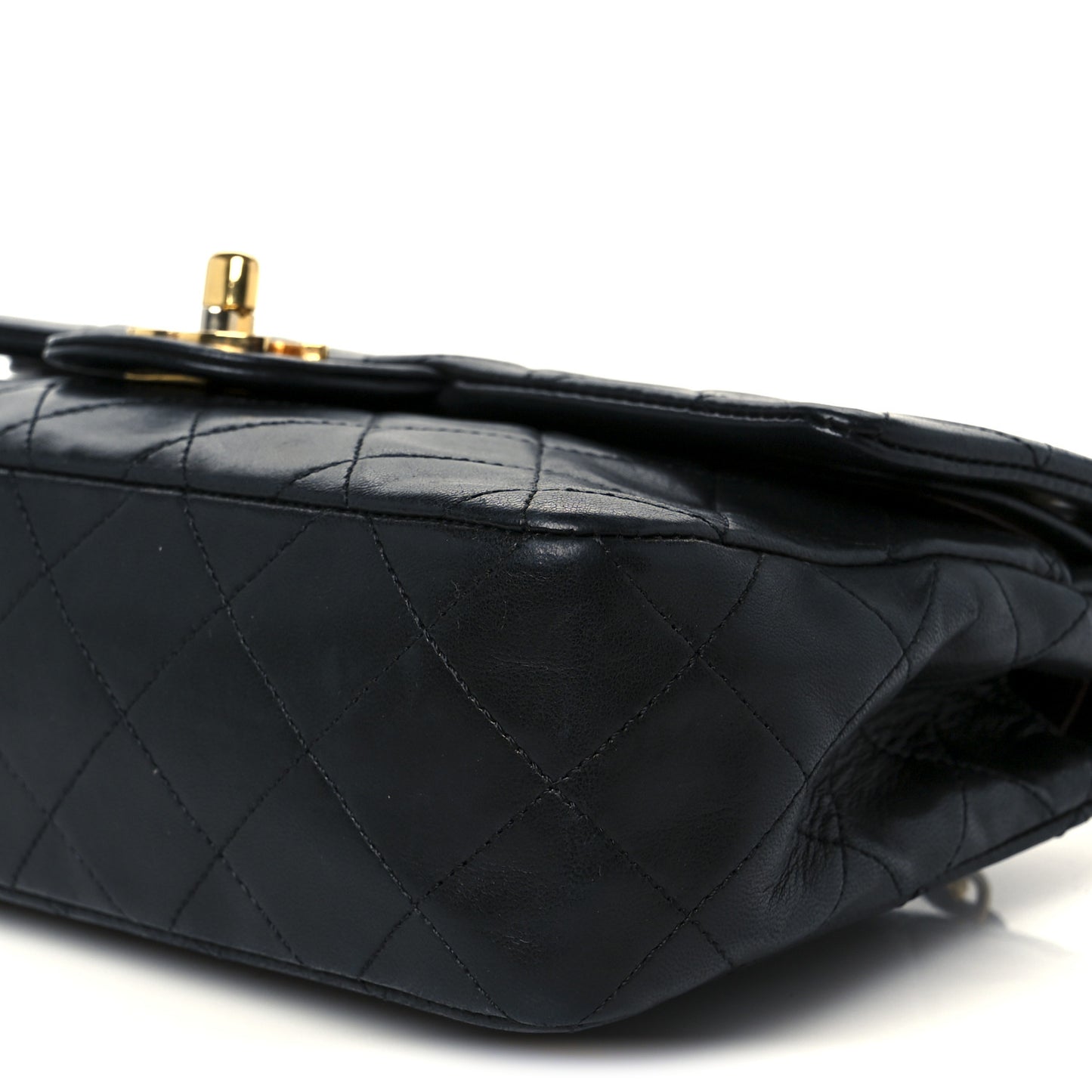 Lambskin Quilted Small Double Flap Black