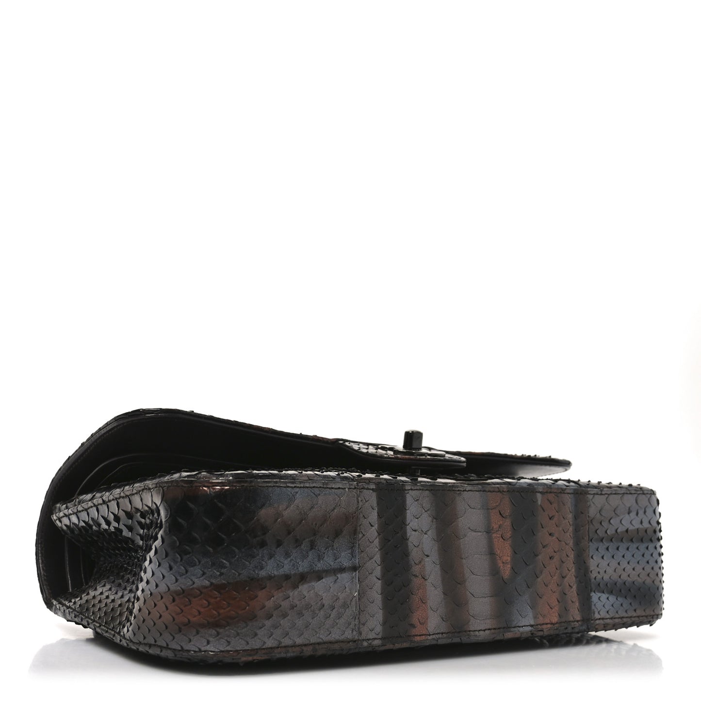 Metallic Snakeskin Medium Double Flap Black Grey Brown