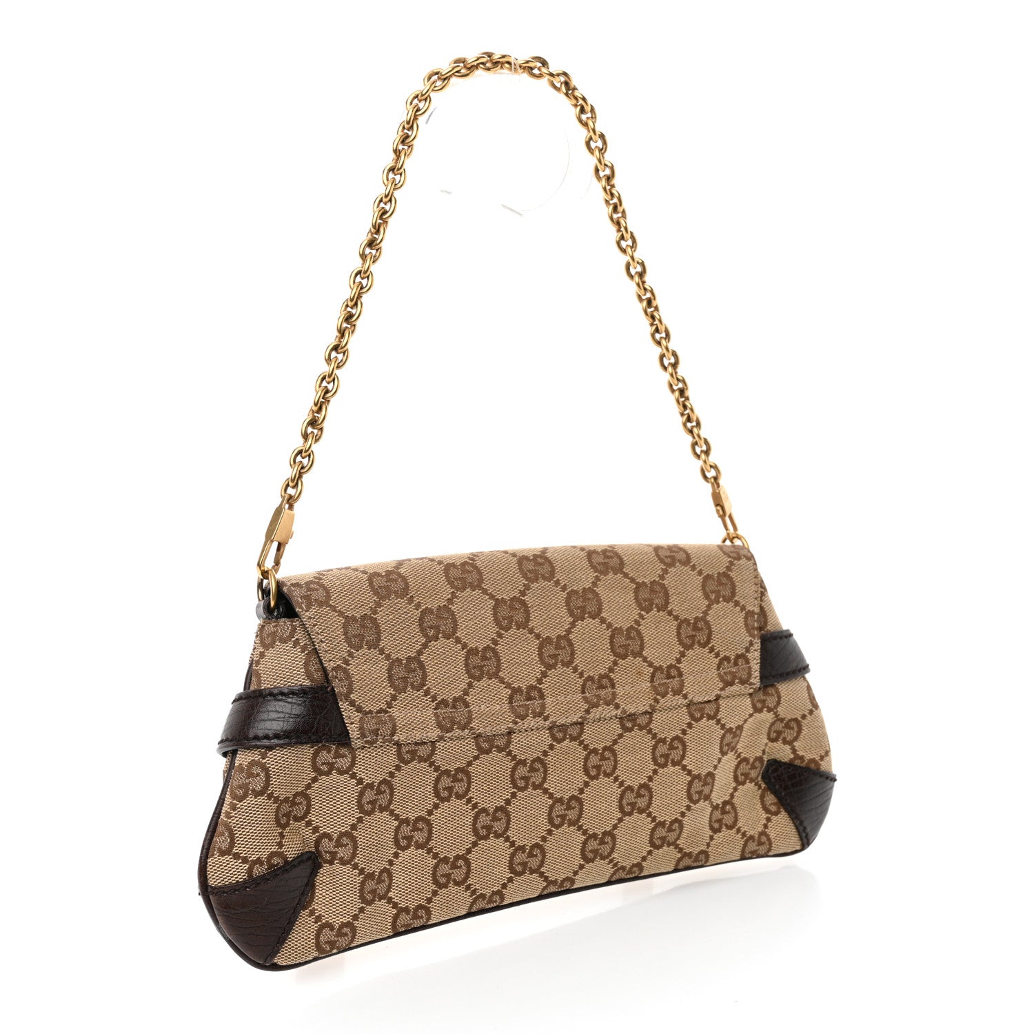 Gucci Monogram Horsebit Clutch Dark Brown 3 of 10