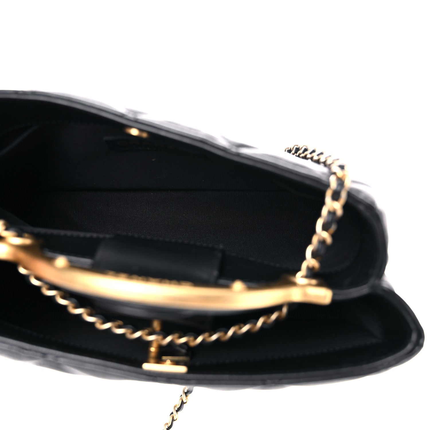 Chanel Calfskin Quilted Lady Handle Clutch Tote Black 4 of 11