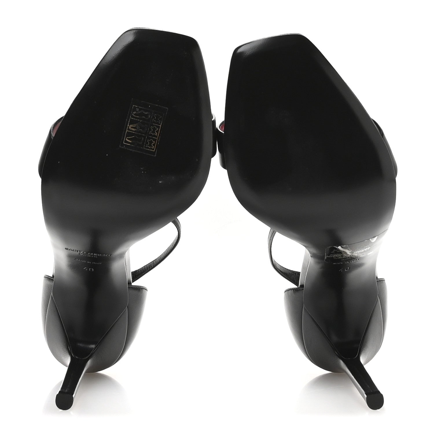 Saint Laurent Calfskin Amber 105 Ankle Strap Sandals 40 Black 6 of 9
