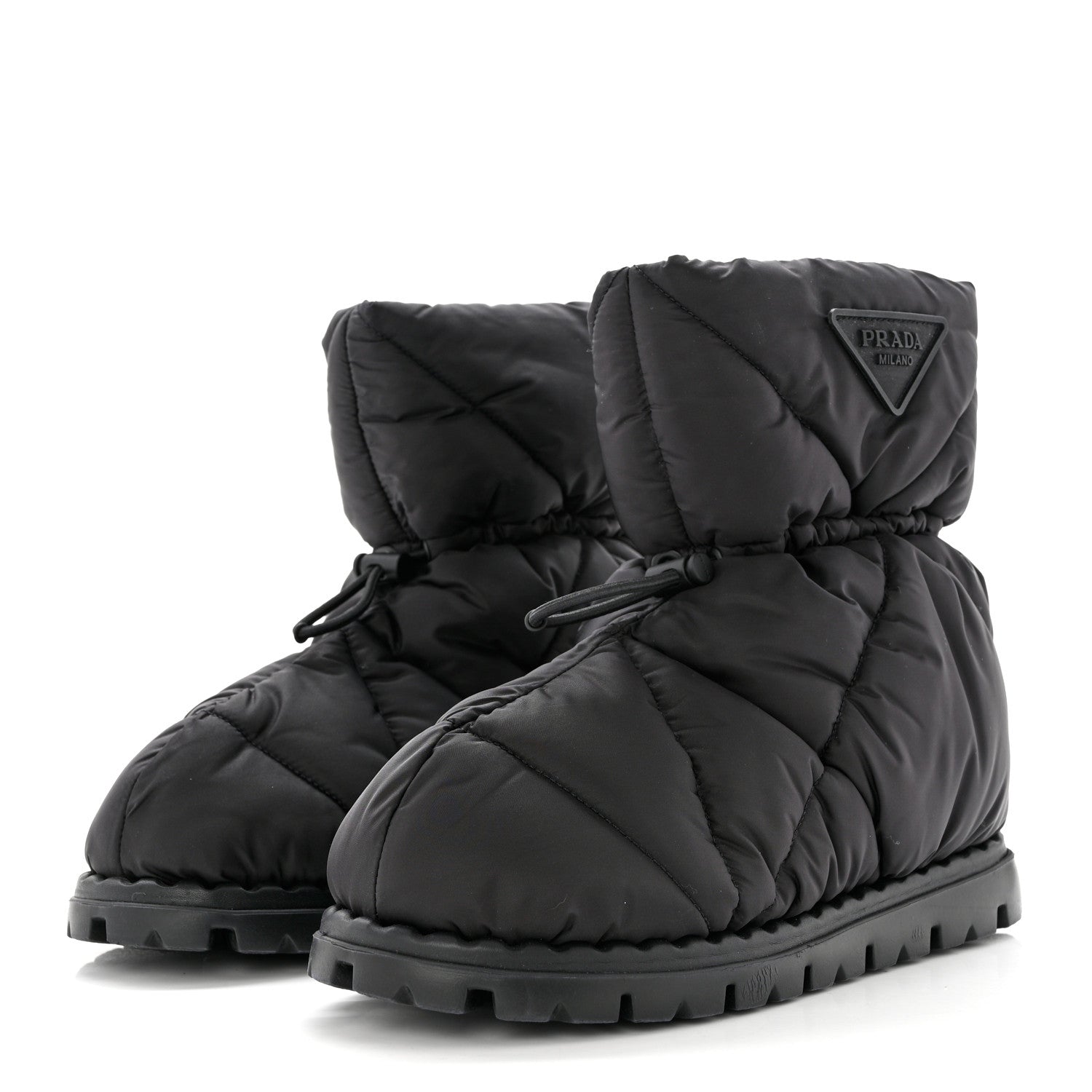 Prada Re-Nylon Piuma Triangle Logo Padded Drawcord 20mm Snow Boots 36 Black 3 of 8