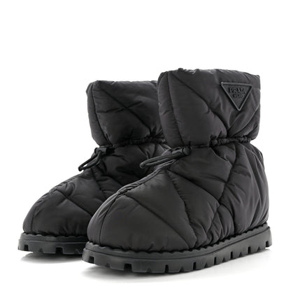 Prada Re-Nylon Piuma Triangle Logo Padded Drawcord 20mm Snow Boots 36 Black 3 of 8