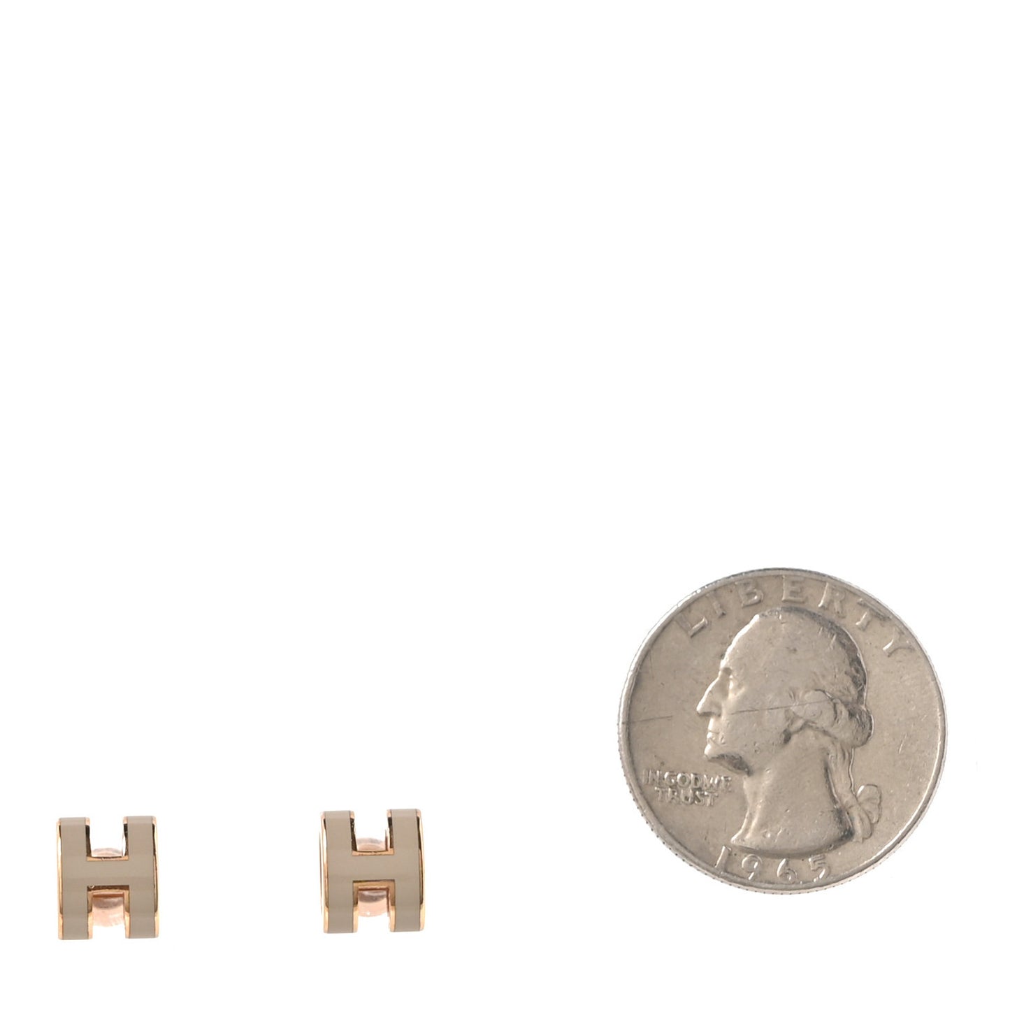 Gold Lacquered Mini Pop H Earrings Marron Glace