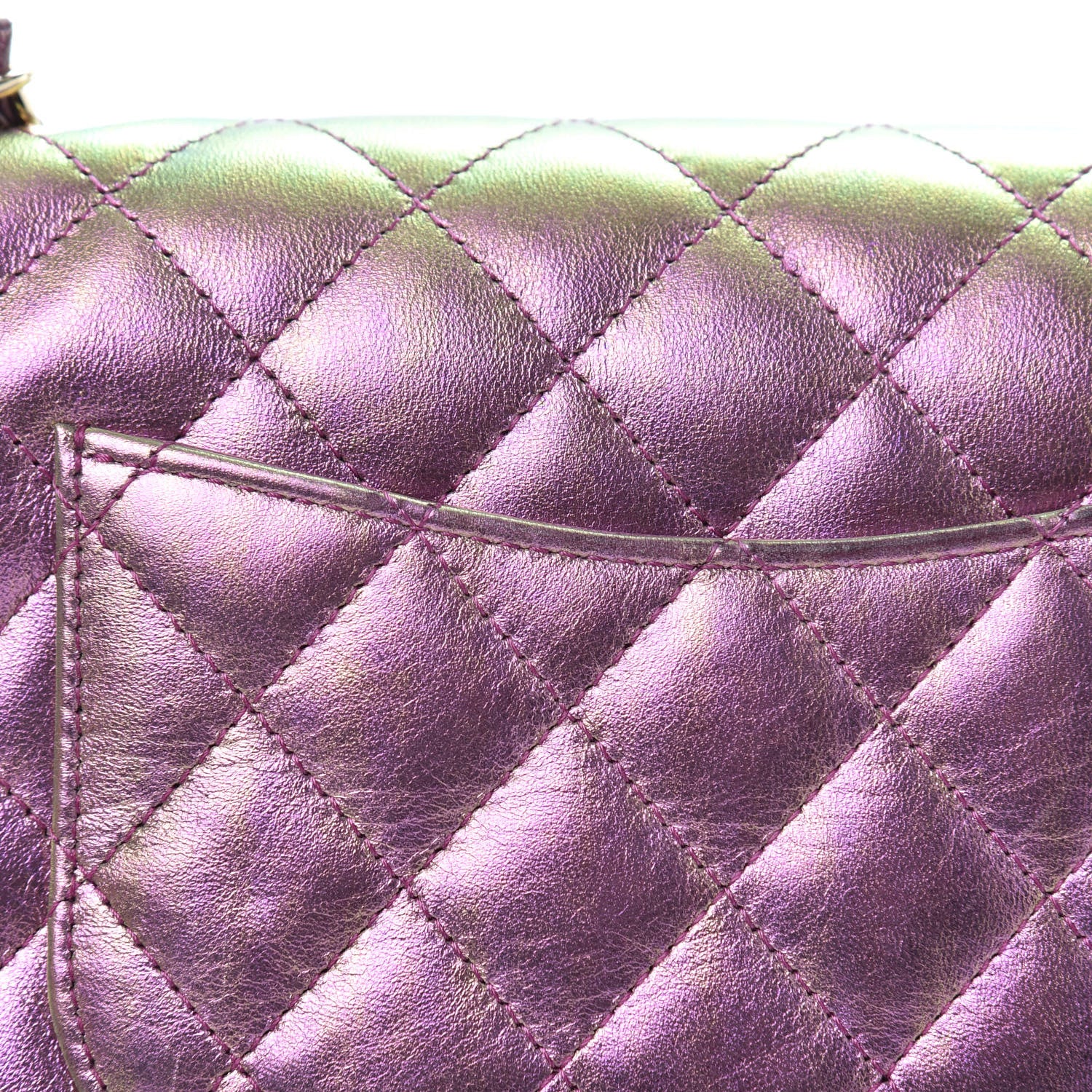 Chanel Iridescent Lambskin Quilted Mini Rectangular Flap Purple 10 of 14