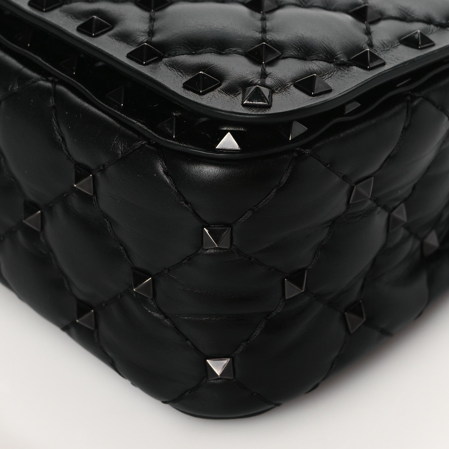 Valentino Garavani Calfskin Tonal Rockstud Spike Convertible Shoulder Bag Black 9 of 9