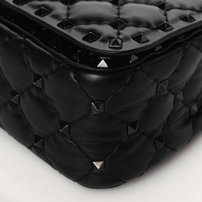 Valentino Garavani Calfskin Tonal Rockstud Spike Convertible Shoulder Bag Black 9 of 9