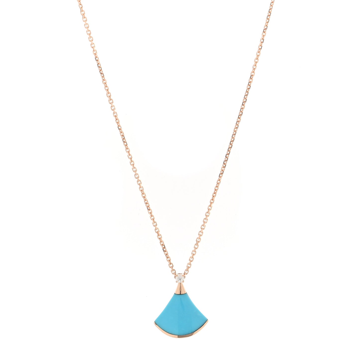 18K Rose Gold Diamond Turquoise Divas' Dream Pendant Necklace