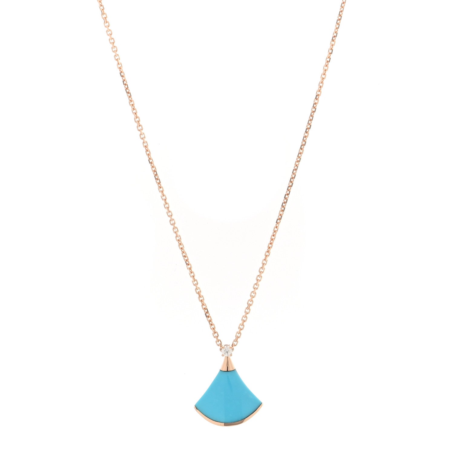 Bulgari 18K Rose Gold Diamond Turquoise Divas' Dream Pendant Necklace 1 of 5