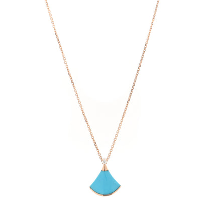 Bulgari 18K Rose Gold Diamond Turquoise Divas' Dream Pendant Necklace 1 of 5