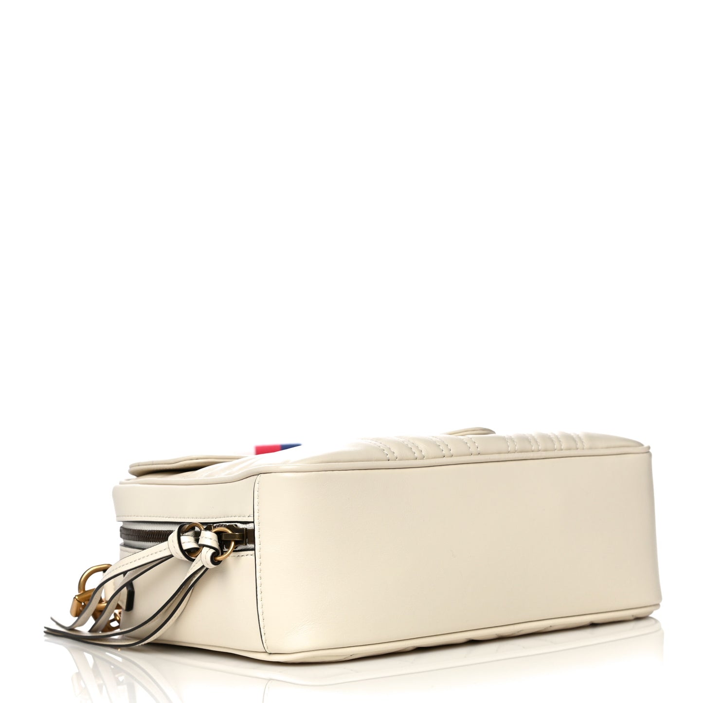 Calfskin Matelasse Sylvie Web Small GG Marmont Top Handle Shoulder Bag White