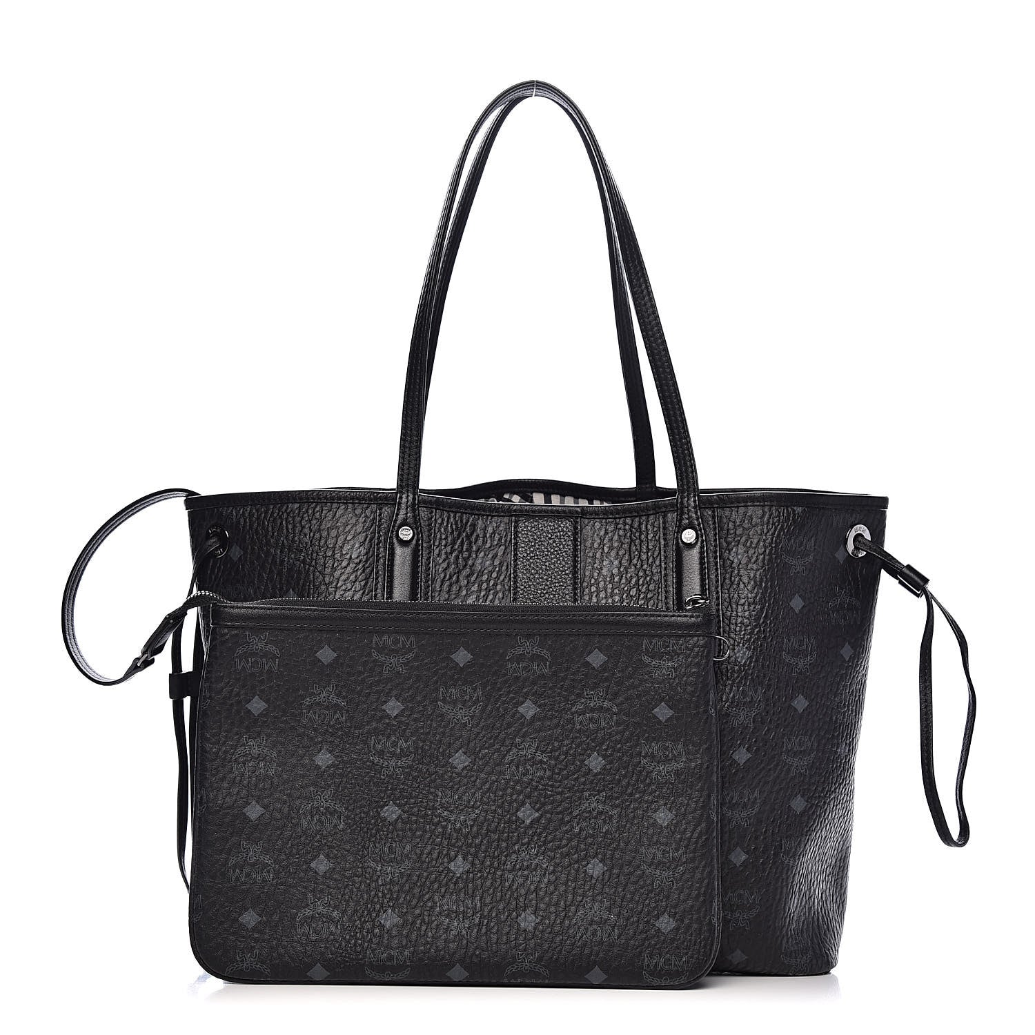 MCM Visetos Medium Liz Reversible Shopper Tote Black 1 of 17