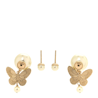 Christian Dior Pearl Butterfly Tribal Earrings Gold 3 of 4