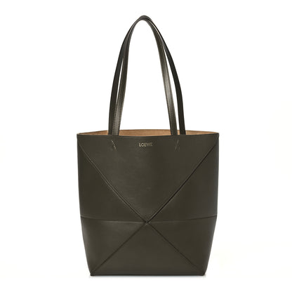 Loewe Shiny Calfskin Medium Puzzle Fold Tote Dark Khaki Green 1 of 17