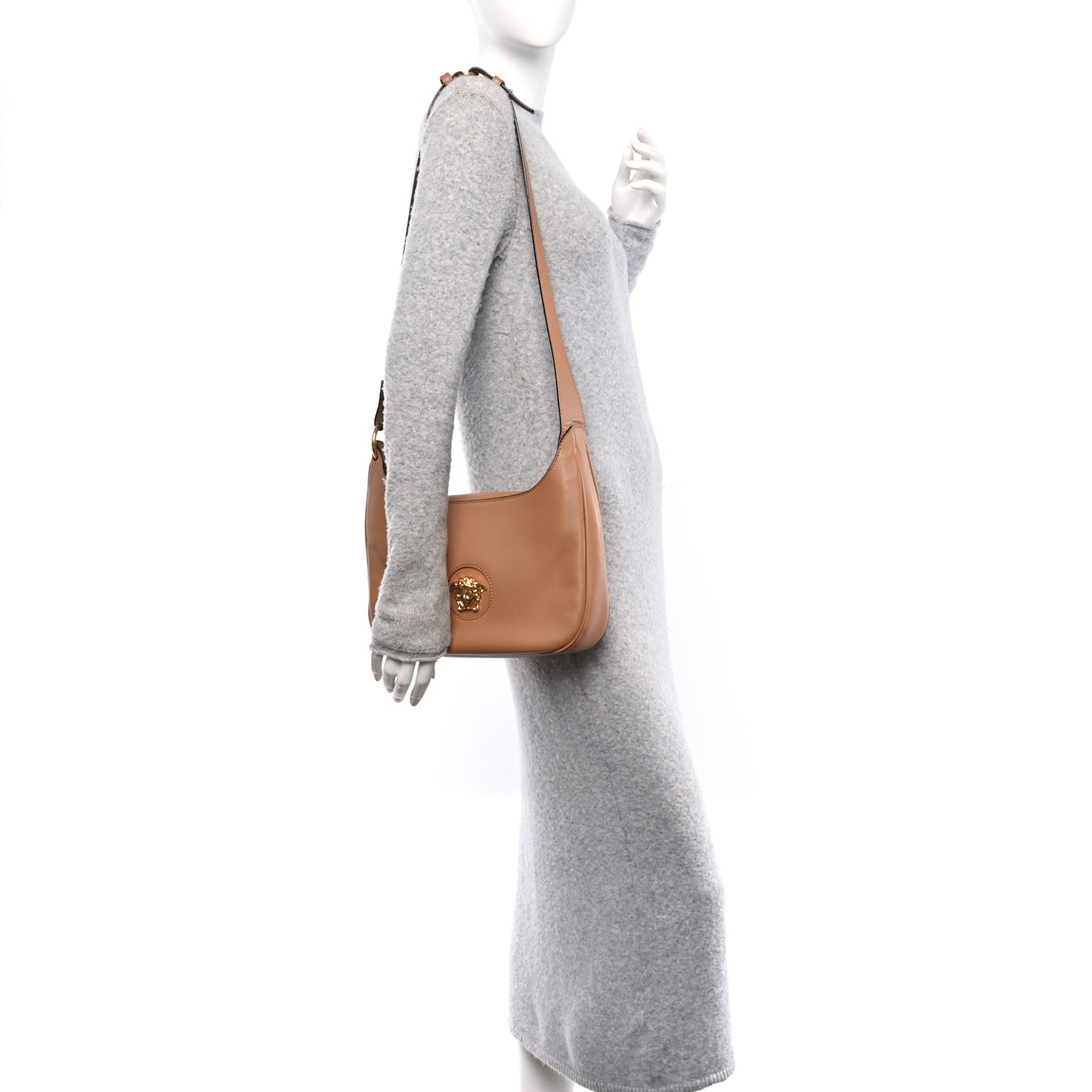 Calfskin La Medusa Medium Hobo Crossbody Brown