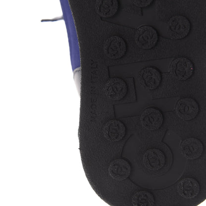 Chanel Calfskin Mesh Lycra Womens Logo High Top Sneakers 36.5 Blue 6 of 7