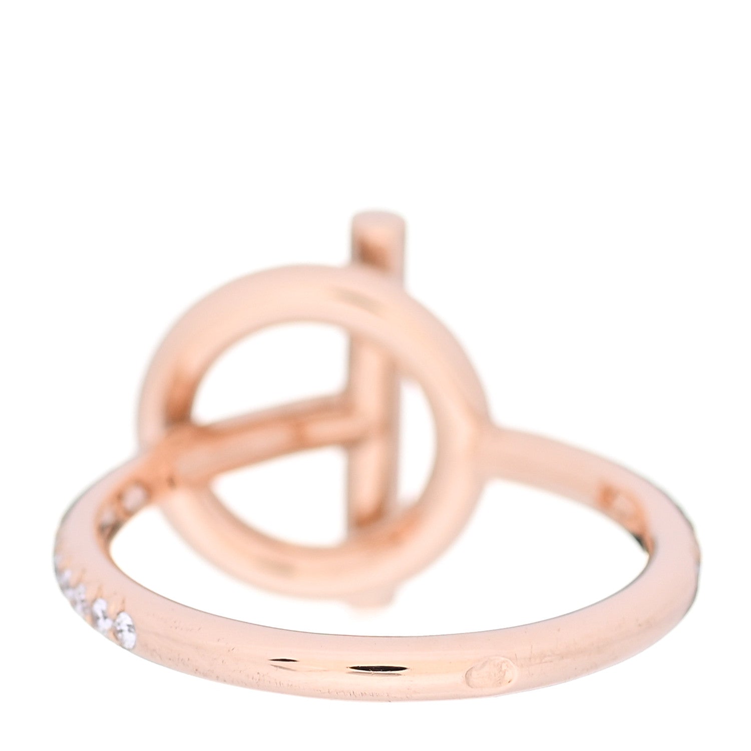 Hermes 18K Rose Gold Diamond Pave PM Echappee Ring 53 6.5 3 of 7