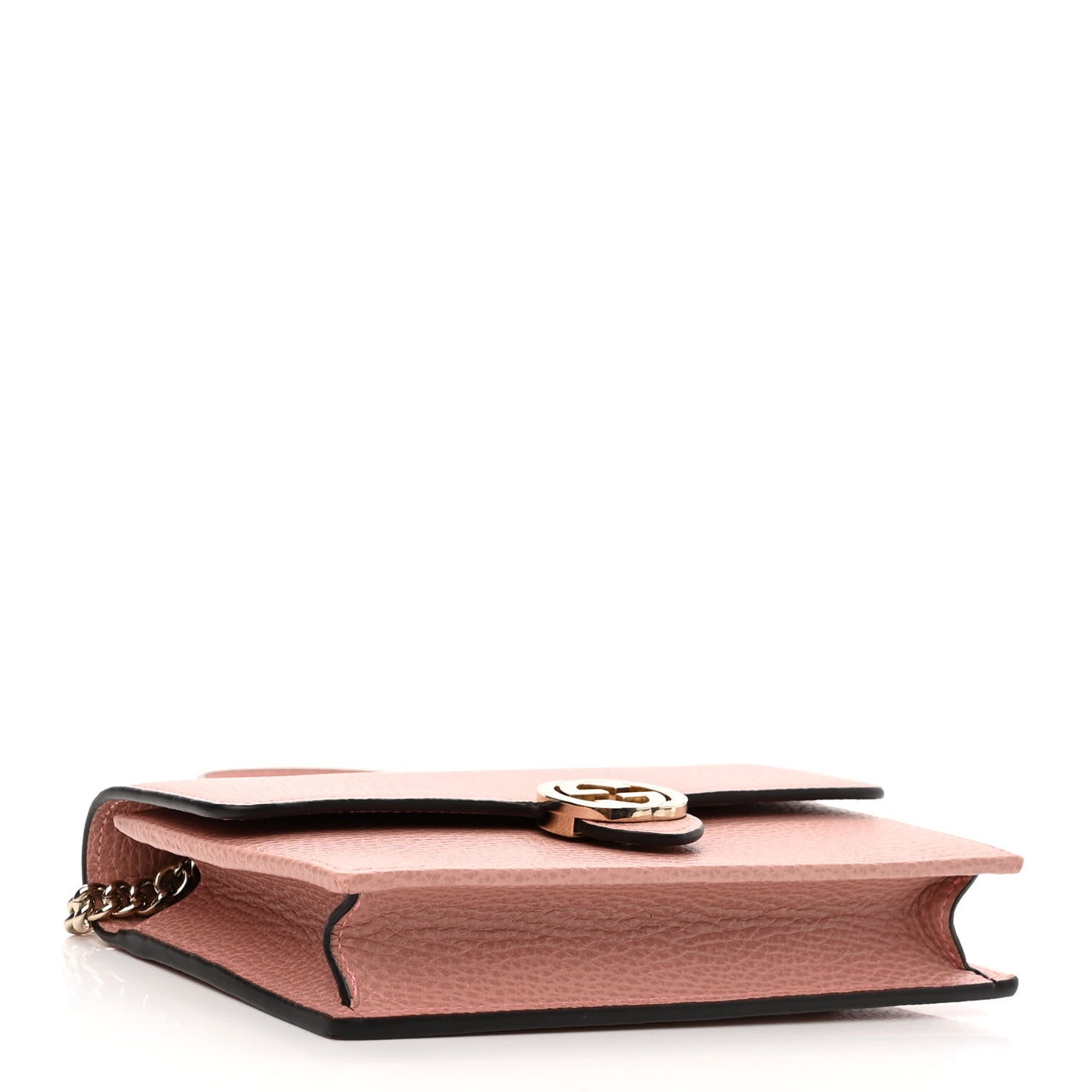Dollar Calfskin Interlocking G Chain Wallet Soft Pink