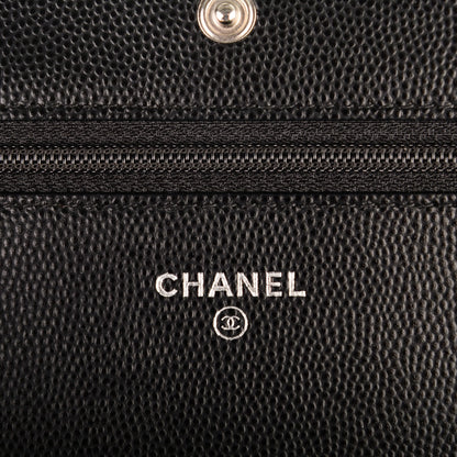 Chanel Caviar Chevron Wallet On Chain WOC Black 5 of 8