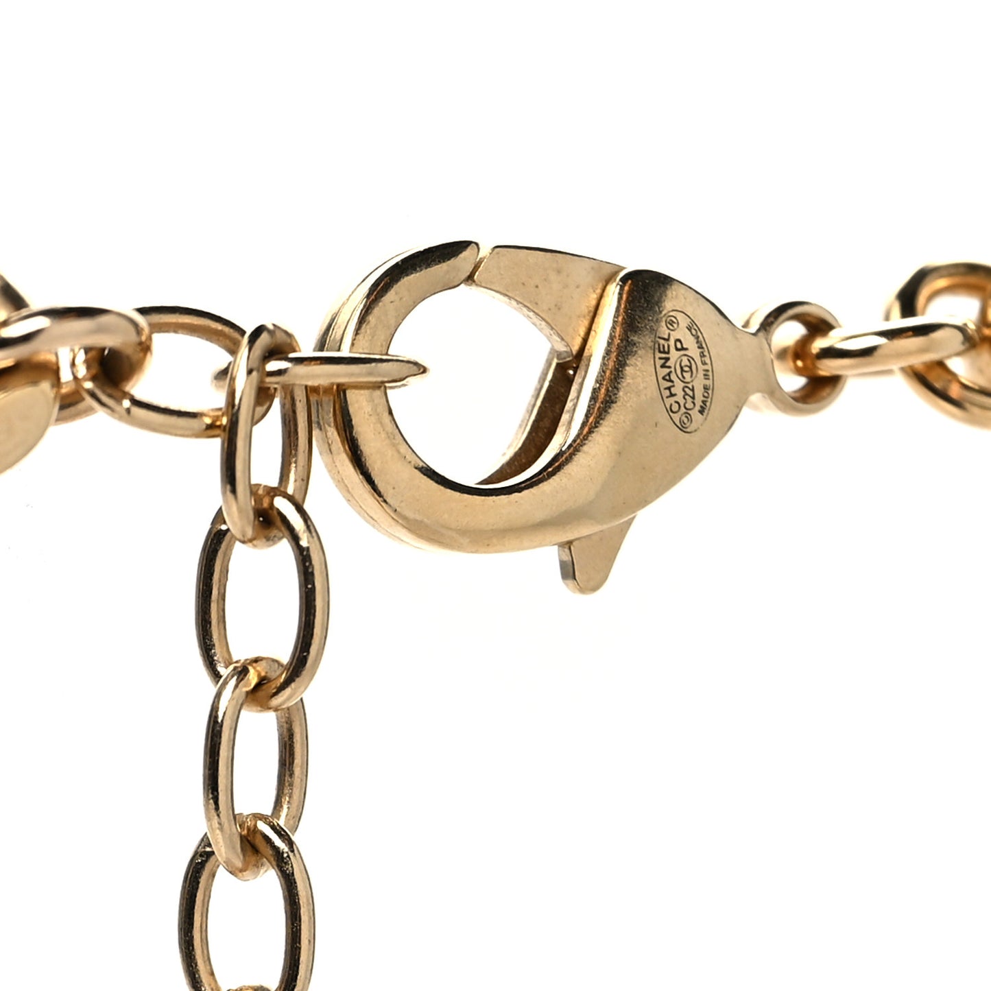 Metal Crystal CC Boy Chain Link Necklace Gold