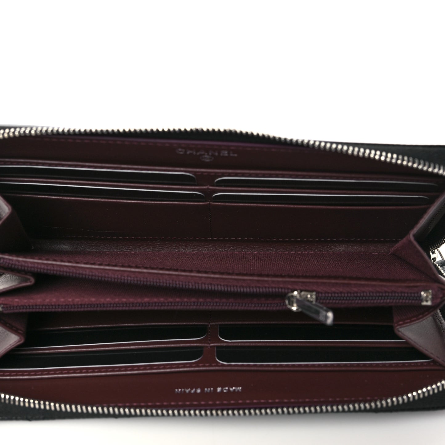 Caviar Quilted Large Gusset Zip Around Wallet Black