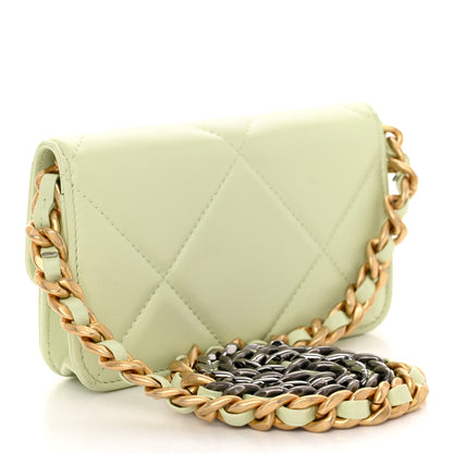 Chanel Lambskin Quilted 19 Clutch With Chain Light Green 3 of 13