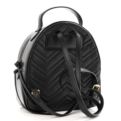Gucci Calfskin Matelasse Animal Studs GG Marmont Dome Backpack Black 2 of 9