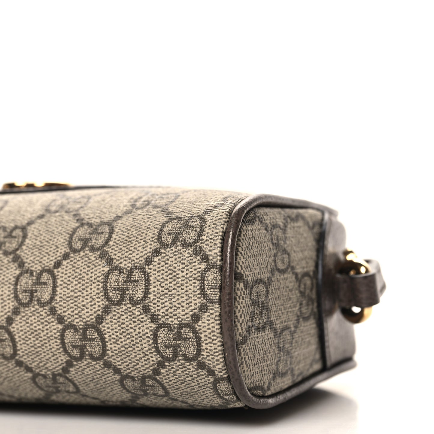 Denim Monogram Textured Dollar Calfskin Super Mini Ophidia Shoulder Bag Beige Ebony New Acero