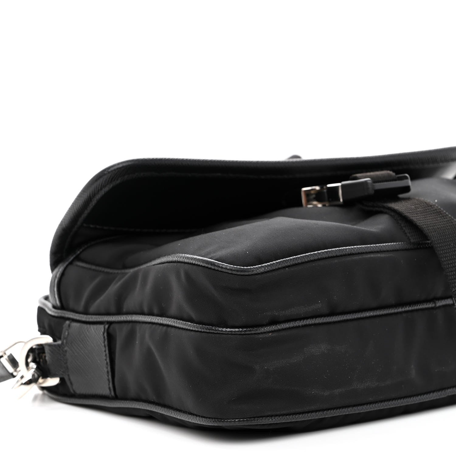 Prada Re-Nylon Saffiano Pocket Single Snap Buckle Shoulder Bag Black 9 of 12