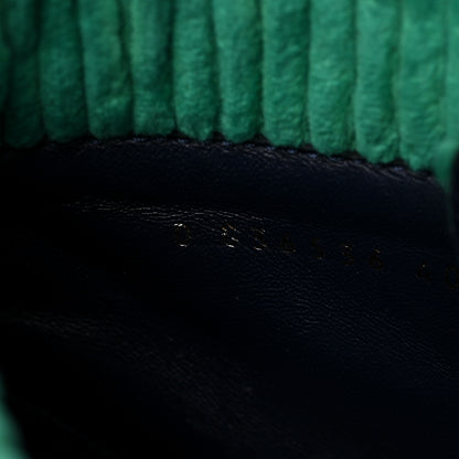 Chanel Suede Calfskin Velvet Quilted CC Combat Boots 40 Navy Green Black 6 of 8