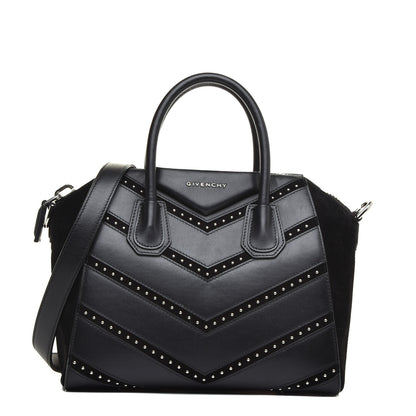 Givenchy Calfskin Suede Small Studded Chevron Antigona Black 1 of 19