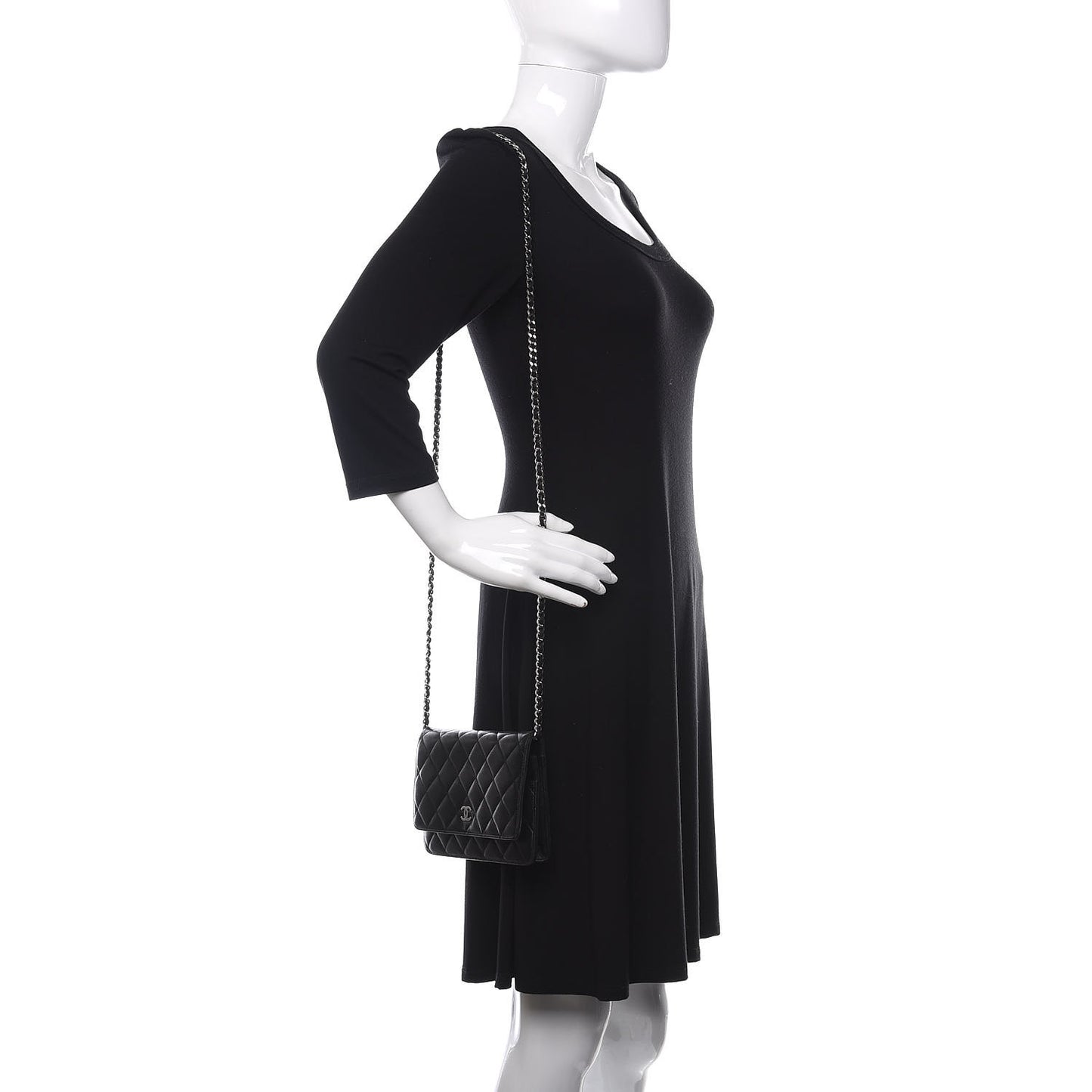 Lambskin Quilted Wallet On Chain WOC Black