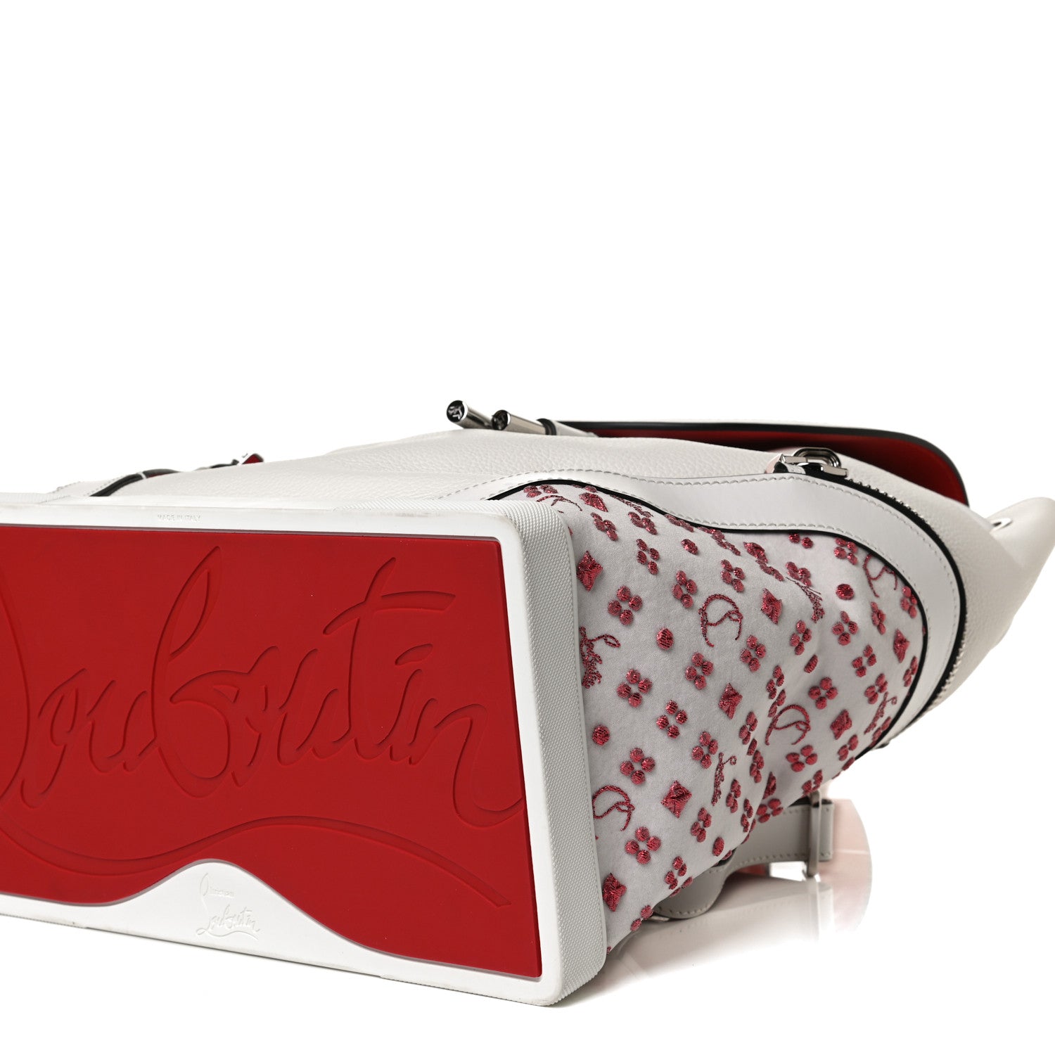 Christian Louboutin Calfskin Embroidered Explorafunk Backpack White 8 of 14