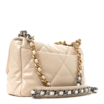 Chanel Goatskin Quilted Medium Chanel 19 Flap Light Beige 3 of 10