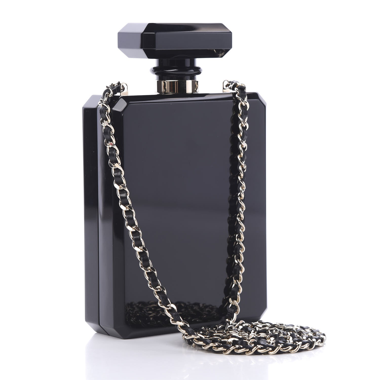 Chanel Plexiglass Perfume Bottle Clutch Black 2 of 11